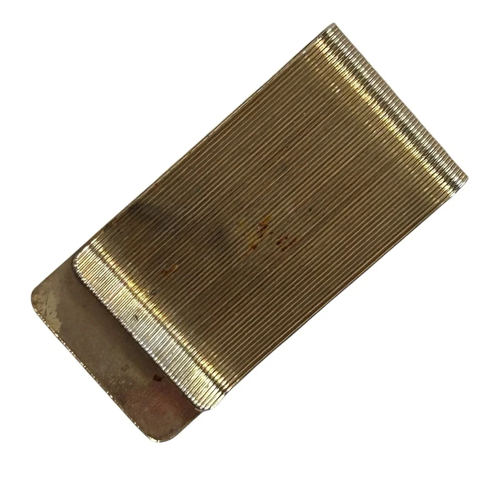 Vintage 2” Money Clip Gold Tone Metal Resin Brown And Gold Landing Eagle